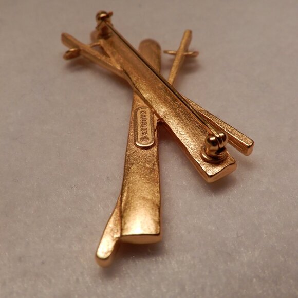 Vintage Carolee Crossed Skis Brooch - Picture 4 of 4